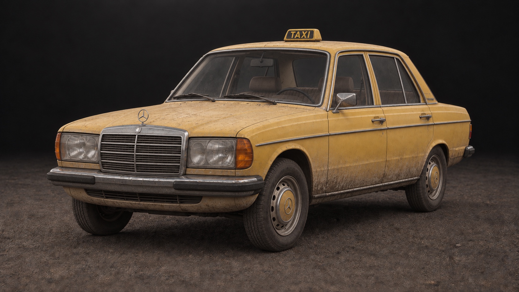 Dusty yellow Mercedes-Benz W123 taxi concept