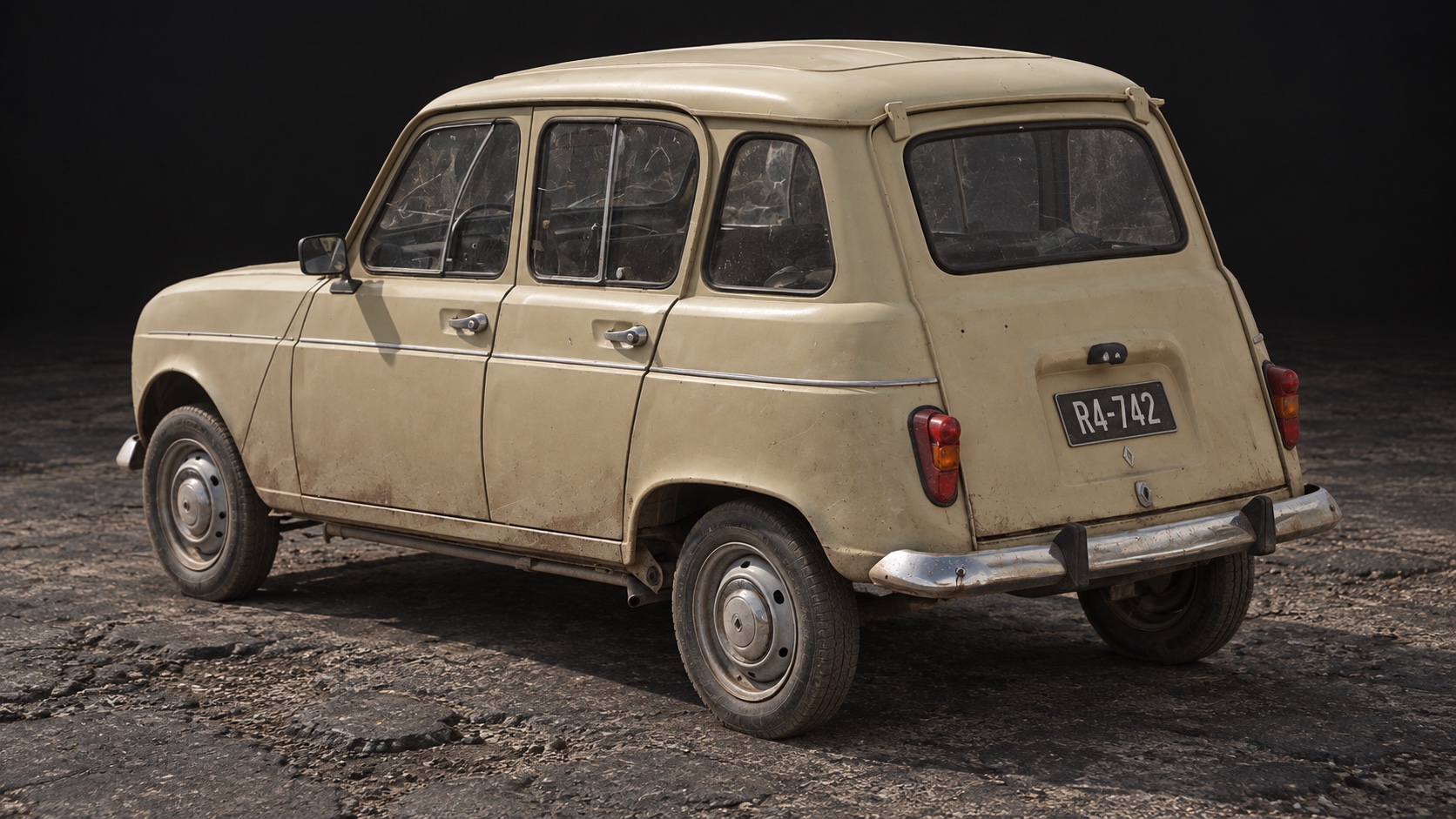 Beige Renault 4L viewed from behind