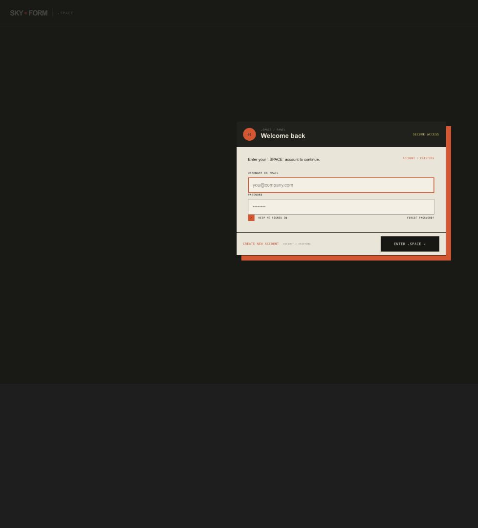 .SPACE login window